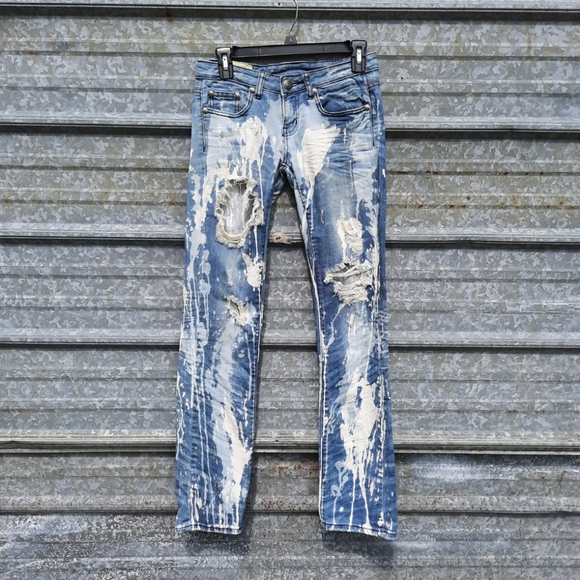 Distressed Machine Splatter Painted Jeans - Picture 10 of 16